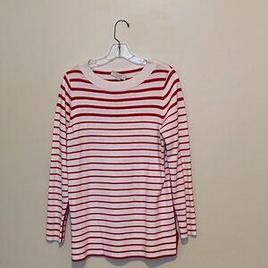 Loft Red & White Striped Sweater Size L